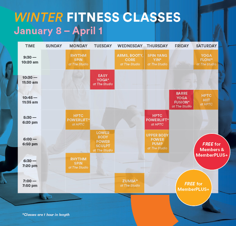 Fitness Schedule for 2024 winter programs
